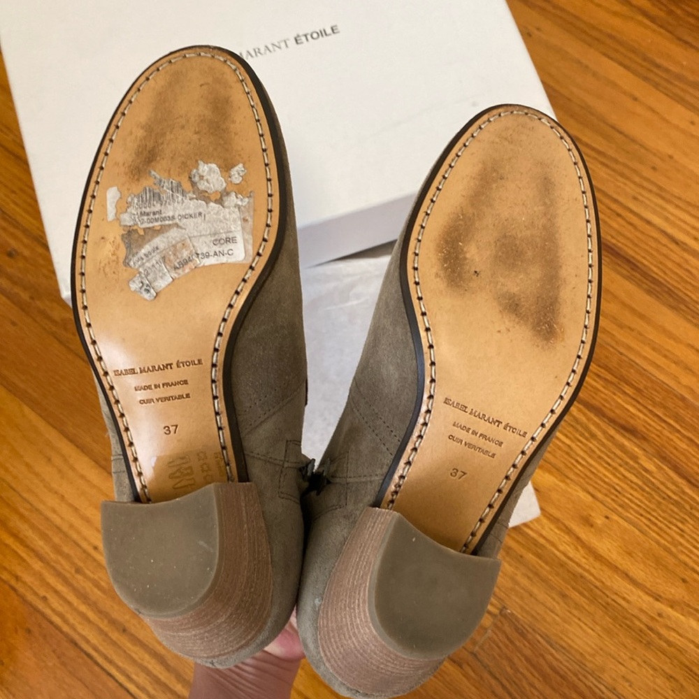 Isabel Marant Dicker Suede Western Ankle Bootie in Taupe - Picture 10 of 12